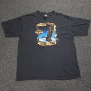 Vintage Harley Davidson T-Shirt Mens XXL Black Chasing The Wind Eagle 1999 90s